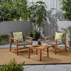 3pc Hampton Wood And Wicker Patio Set - Christopher Knight Home -Outdoor Furniture Store GUEST e2e06ba9 134c 4241 8b22 a6fd0438b4e1