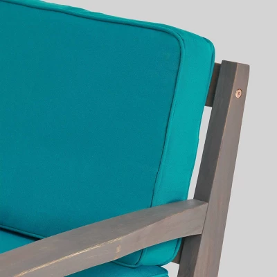 4pc Grenada Acacia Patio Chat Set With Sunbrella Cushions - Christopher Knight Home 4 4pc Grenada Acacia Patio Chat Set With Sunbrella Cushions - Christopher Knight Home - Image 2