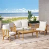 Solano 4pc Outdoor Wooden Chat Set With Rectangular Coffee Table - White/Teak - Christopher Knight Home 1 Solano 4pc Outdoor Wooden Chat Set With Rectangular Coffee Table - White/Teak - Christopher Knight Home -Outdoor Furniture Store GUEST e353fa96 2306 47e0 90f0 f6a011c3143b