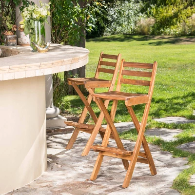 Tundra Set Of 2 Acacia Wood Folding Patio Bar Chair - Natural - Christopher Knight Home 3 Tundra Set Of 2 Acacia Wood Folding Patio Bar Chair - Natural - Christopher Knight Home