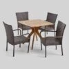 5pc Stamford Wood & Wicker Dining Set Teak - Christopher Knight Home