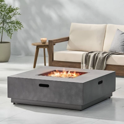 Wellington Outdoor 50000 BTU Square Fire Pit With Concrete Finish - Christopher Knight Home 3 Wellington Outdoor 50000 BTU Square Fire Pit With Concrete Finish - Christopher Knight Home