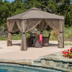 Skyline 10' X 10' Steel Patio Gazebo -Nutmeg -Christopher Knight Home -Outdoor Furniture Store GUEST e53a8333 4e27 4474 bed7 42e08c6c96d7