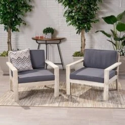Santa Ana 2pk Acacia Club Accent Chairs Brushed Light Gray - Christopher Knight Home -Outdoor Furniture Store GUEST e5ef650a 7a0c 4ef6 a453 7611f6e738ba