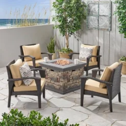 Kaula 5pc Faux Rattan Club Chair & Fire Pit Chat Set - Christopher Knight Home 15 Kaula 5pc Faux Rattan Club Chair & Fire Pit Chat Set - Christopher Knight Home -Outdoor Furniture Store GUEST e608cfb8 a645 4fa5 a919 4886c35038a3
