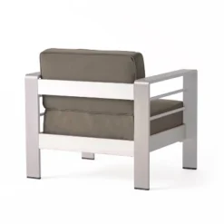 Cape Coral 5pc Aluminum And MGO Seating Set With Fire Table Khaki/Light Gray - Christopher Knight Home -Outdoor Furniture Store GUEST e66e5e20 9d23 40cd 8786 523d86b275d2
