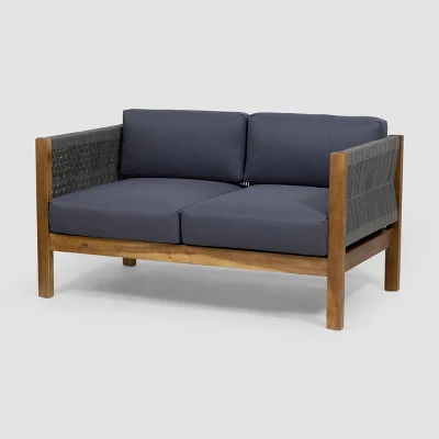 Laurel 2pc Acacia Wood Loveseat Set Teak/Gray - Christopher Knight Home 4 Laurel 2pc Acacia Wood Loveseat Set Teak/Gray - Christopher Knight Home - Image 2