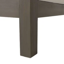 2pc Brava Outdoor Acacia Wood Left Arm Loveseat & Coffee Table With Cushion Gray/White - Christopher Knight Home