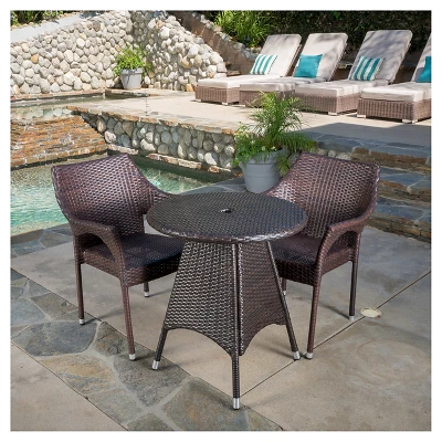 Ceylon 3-piece Wicker Patio Bistro Set - Brown - Christopher Knight Home 4 Ceylon 3-piece Wicker Patio Bistro Set - Brown - Christopher Knight Home - Image 2
