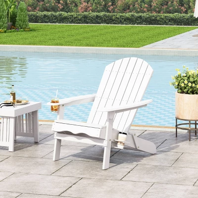 Bellwood Outdoor Acacia Wood Folding Adirondack Chair White - Christopher Knight Home 4 Bellwood Outdoor Acacia Wood Folding Adirondack Chair White - Christopher Knight Home - Image 2
