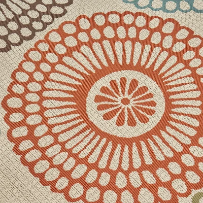 5' X 8' Seastar Medallion Outdoor Rug Beige/Blue - Christopher Knight Home 6 5' X 8' Seastar Medallion Outdoor Rug Beige/Blue - Christopher Knight Home - Image 4