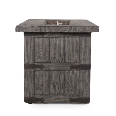 Arnton Outdoor 40000 BTU Rectangle Fire Pit Wood Gray - Christopher Knight Home 7 Arnton Outdoor 40000 BTU Rectangle Fire Pit Wood Gray - Christopher Knight Home - Image 5