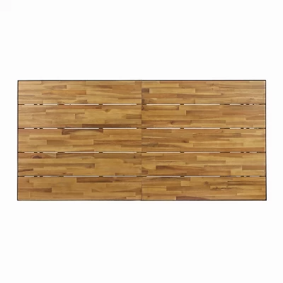 Kyston Rectangle Acacia & Iron Dining Table - Black/Teak - Christopher Knight Home 5 Kyston Rectangle Acacia & Iron Dining Table - Black/Teak - Christopher Knight Home - Image 3