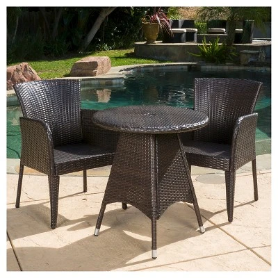 Brayden 3pc Wicker Patio Bistro Set - Brown - Christopher Knight Home 4 Brayden 3pc Wicker Patio Bistro Set - Brown - Christopher Knight Home - Image 2