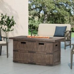 Arnton Outdoor 40000 BTU Rectangle Fire Pit Wood Brown - Christopher Knight Home -Outdoor Furniture Store GUEST eedc7cc5 9fd9 40e9 ae5d e5a2a1e0321d