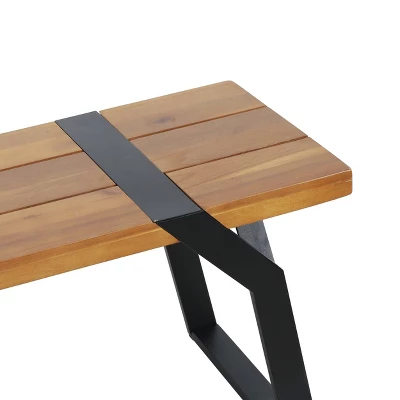 Varva Outdoor Acacia Wood Dining Bench Teak/Black - Christopher Knight Home 3 Varva Outdoor Acacia Wood Dining Bench Teak/Black - Christopher Knight Home