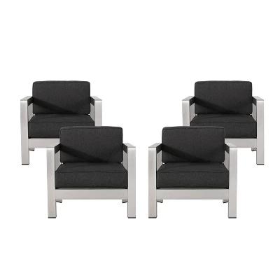 Aviara 4pk Aluminum Club Chairs - Silver/Gray - Christopher Knight Home 4 Aviara 4pk Aluminum Club Chairs - Silver/Gray - Christopher Knight Home - Image 2