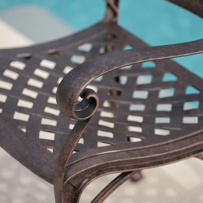 Lola 3pc Cast Aluminum Chat Set - Bronze - Christopher Knight Home 4 Lola 3pc Cast Aluminum Chat Set - Bronze - Christopher Knight Home - Image 2