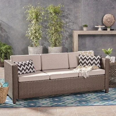 Puerta Wicker Patio Sofa - Christopher Knight Home 3 Puerta Wicker Patio Sofa - Christopher Knight Home