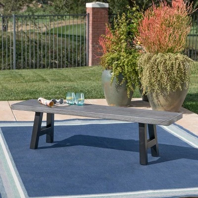 Lido Concrete Patio Dining Bench - Gray - Christopher Knight Home 3 Lido Concrete Patio Dining Bench - Gray - Christopher Knight Home