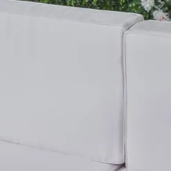 Thasos 10pc Acacia U-Shaped Farmhouse Sectional Sofa Set With Fire Pit - Gray/White/Dark Gray - Christopher Knight Home -Outdoor Furniture Store GUEST f186ddaa 7621 4c98 afe7 79ddc092bce6