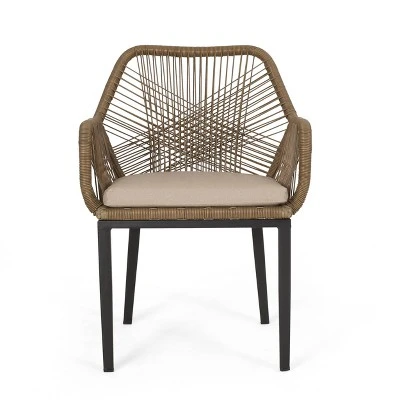 Russel 3pc Outdoor Wicker 2 Seater Chat Set - Light Brown/Beige - Christopher Knight Home 4 Russel 3pc Outdoor Wicker 2 Seater Chat Set - Light Brown/Beige - Christopher Knight Home - Image 2