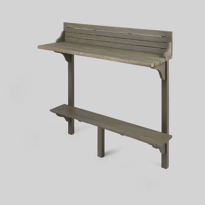 Rectangle Caribbean Acacia Wood Balcony Bar Table - Gray - Christopher Knight Home 4 Rectangle Caribbean Acacia Wood Balcony Bar Table - Gray - Christopher Knight Home - Image 2