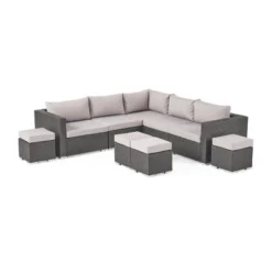 Santa Rosa 9pc Wicker Sectional Sofa Set - Gray/Silver - Christopher Knight Home