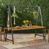 Huckleberry Rectangle Acacia Wood Patio Dining Table With Iron Plant Hanger Teak/Black - Christopher Knight Home -Outdoor Furniture Store GUEST f47a3131 4b1a 40c5 b1df cf7788b0f2c1