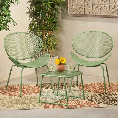 Elloree 3pc Iron Modern Chat Set - Christopher Knight Home 3 Elloree 3pc Iron Modern Chat Set - Christopher Knight Home