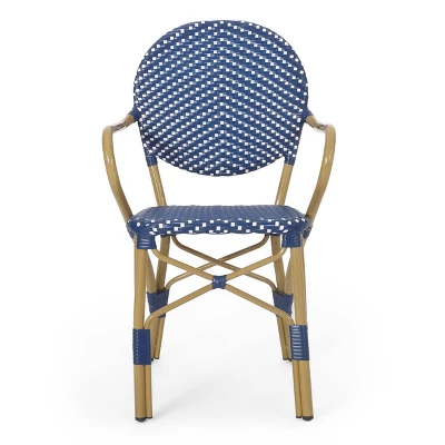 Paul 3pc Outdoor Aluminum French Bistro Set - Dark Teal/White/Bamboo - Christopher Knight Home 4 Paul 3pc Outdoor Aluminum French Bistro Set - Dark Teal/White/Bamboo - Christopher Knight Home - Image 2