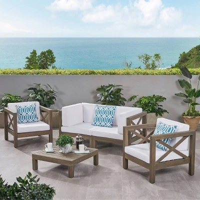 Brava 5pc Acacia Wood Patio Conversation Set - Christopher Knight Home 7 Brava 5pc Acacia Wood Patio Conversation Set - Christopher Knight Home - Image 5