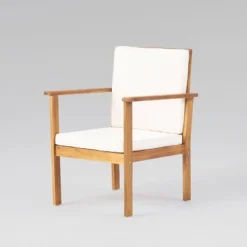 Luciano 8pc Acacia Wood Modern Chat Set - Brown Patina/Cream - Christopher Knight Home -Outdoor Furniture Store GUEST f799f691 53a9 4ed0 9a59 18e6b638c088