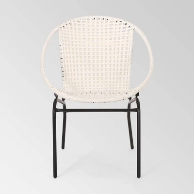 Java 3pc Faux Rattan Modern Chat Set - White - Christopher Knight Home 5 Java 3pc Faux Rattan Modern Chat Set - White - Christopher Knight Home - Image 3
