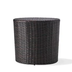 Keaton Wicker Barrel Side Table - Brown- Christopher Knight Home