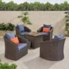Darius 5pc Outdoor Set With 4 Wicker Swivel Chairs & Fire Pit Set - Brown/Navy/Hammered Bronze - Christopher Knight Home -Outdoor Furniture Store GUEST f8c9e525 62cd 41a7 8f32 2c92feb4774a