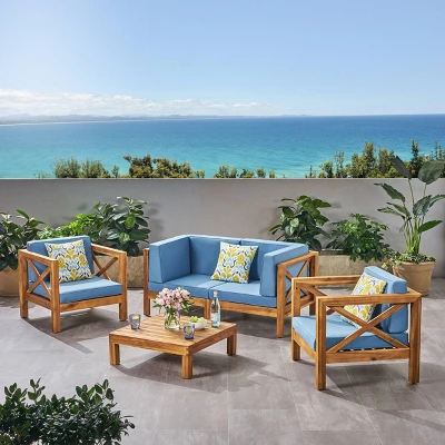 Brava 5pc Acacia Wood Patio Conversation Set - Christopher Knight Home 9 Brava 5pc Acacia Wood Patio Conversation Set - Christopher Knight Home - Image 7