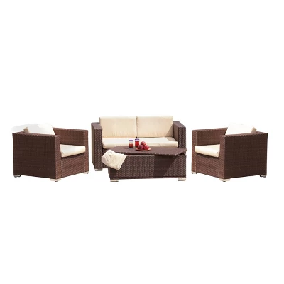 Murano 4pc Wicker Patio Sofa Set - Brown - Christopher Knight Home 3 Murano 4pc Wicker Patio Sofa Set - Brown - Christopher Knight Home