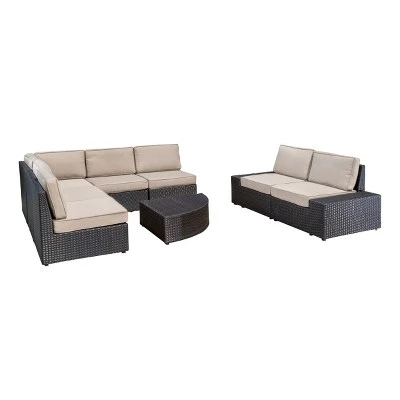 Santa Cruz 8pc Wicker Sectional - Dark Brown - Christopher Knight Home 3 Santa Cruz 8pc Wicker Sectional - Dark Brown - Christopher Knight Home