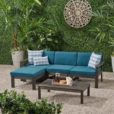 5pc Santa Ana Acacia Wood Patio Sofa Sectional Set - Christopher Knight Home 12 5pc Santa Ana Acacia Wood Patio Sofa Sectional Set - Christopher Knight Home - Image 10