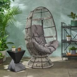 Pintan Wicker Swivel Egg Chair - Christopher Knight Home