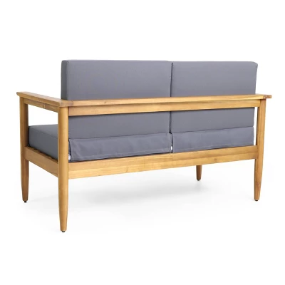 5pc Magnolia Patio Acacia Wood 7 Seater Chat Set - Teak/Dark Gray - Christopher Knight Home 4 5pc Magnolia Patio Acacia Wood 7 Seater Chat Set - Teak/Dark Gray - Christopher Knight Home - Image 2