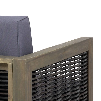 Linwood 2pk Outdoor Acacia Wood Club Chairs With Wicker Accents - Gray/Dark Gray - Christopher Knight Home 11 Linwood 2pk Outdoor Acacia Wood Club Chairs With Wicker Accents - Gray/Dark Gray - Christopher Knight Home - Image 9