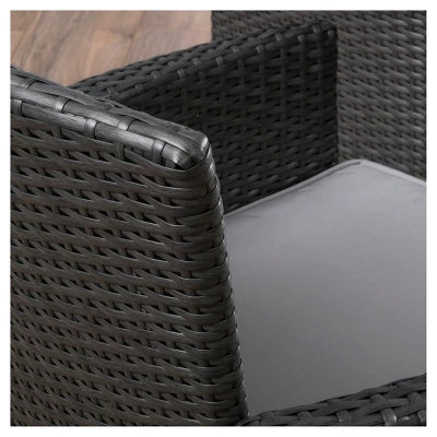 Ponza 6pc Rectangle Wicker & Light Weight Concrete Patio Dining Set - Gray - Christopher Knight Home 6 Ponza 6pc Rectangle Wicker & Light Weight Concrete Patio Dining Set - Gray - Christopher Knight Home - Image 4