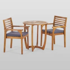 Casa 3pc Acacia Bistro Set - Teak/Dark Gray - Christopher Knight Home